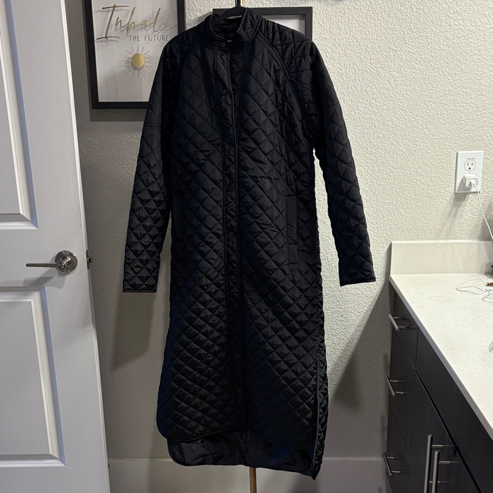 Long Black Quilted Coat